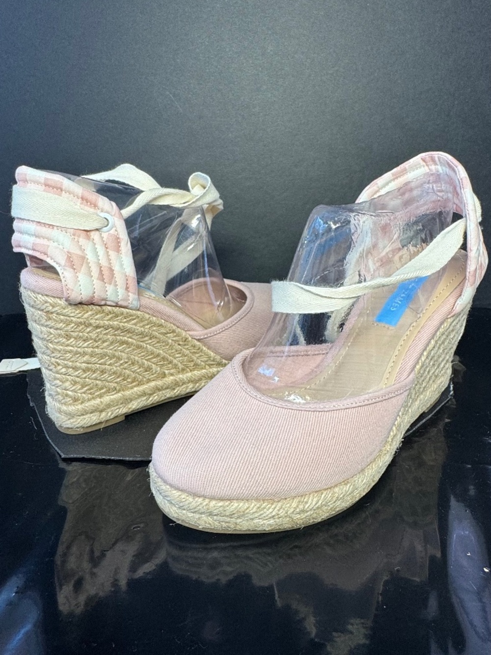 Draper James Blush Pink Espadrille Wedges Lace Up Size 6 Preppy Summer NWOB